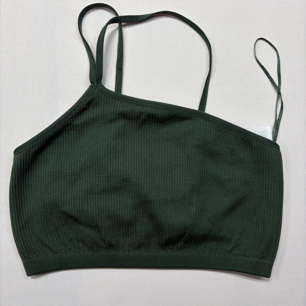 Aerie Womens‎ Size small Seamless One-Shoulder Ribbed Longline
Bralette in Green